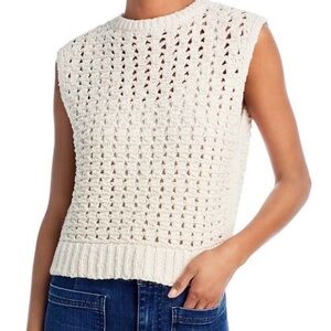 Frame Denim Cream Crochet Knit Sleeveless Sweater Tank